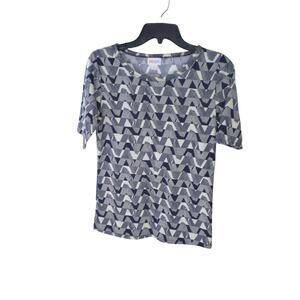 LuLaRoe Cream Navy Zig Zag Gigi Shirt Top Blouse SMALL